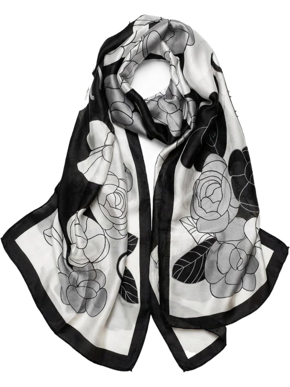Elegant Long Silk Scarf for Women | Lightweight Neck Shawl | Versatile Fashion
